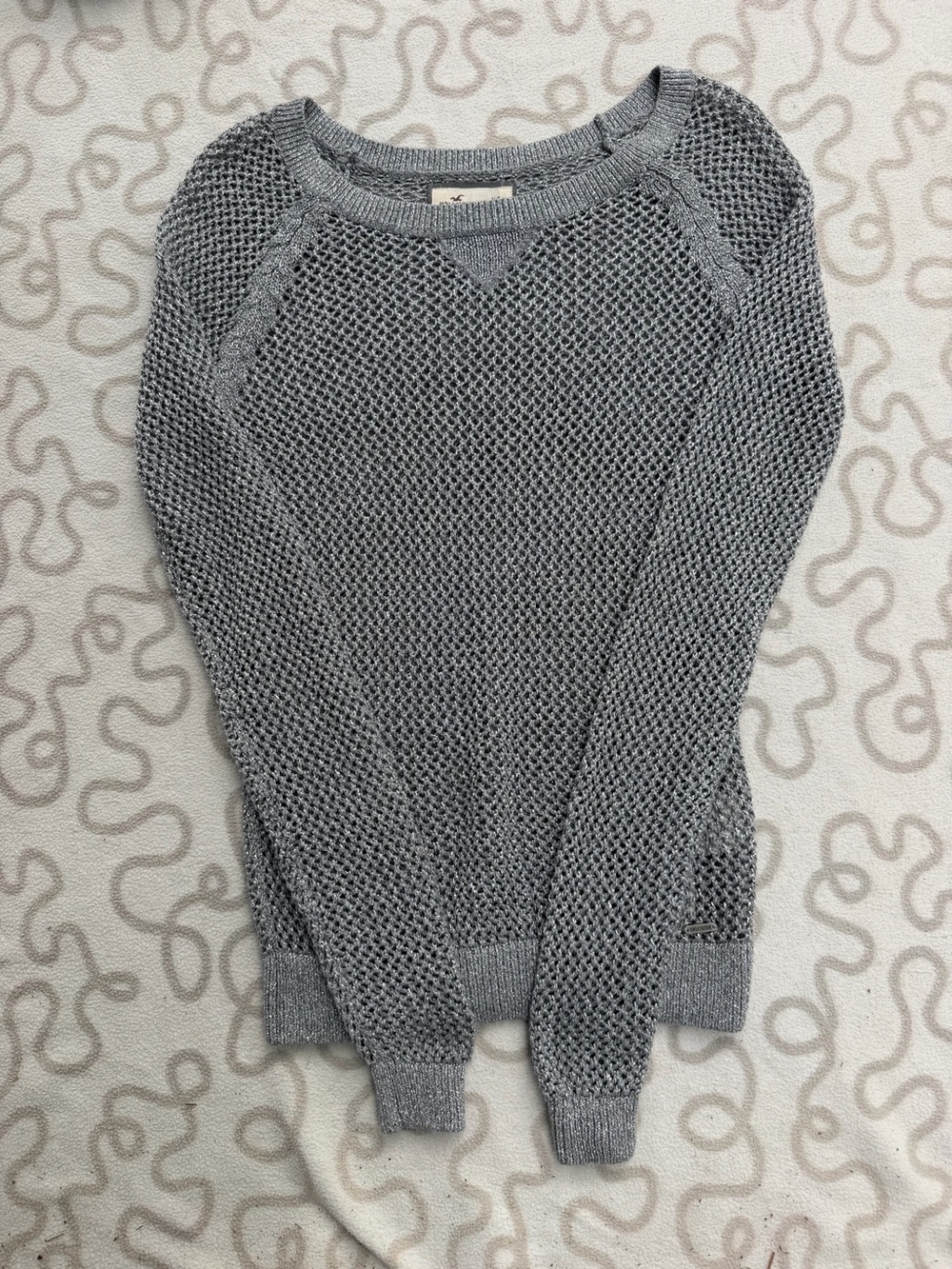 Hollister Heather Gray Open-Knit Scoopneck Sweater
